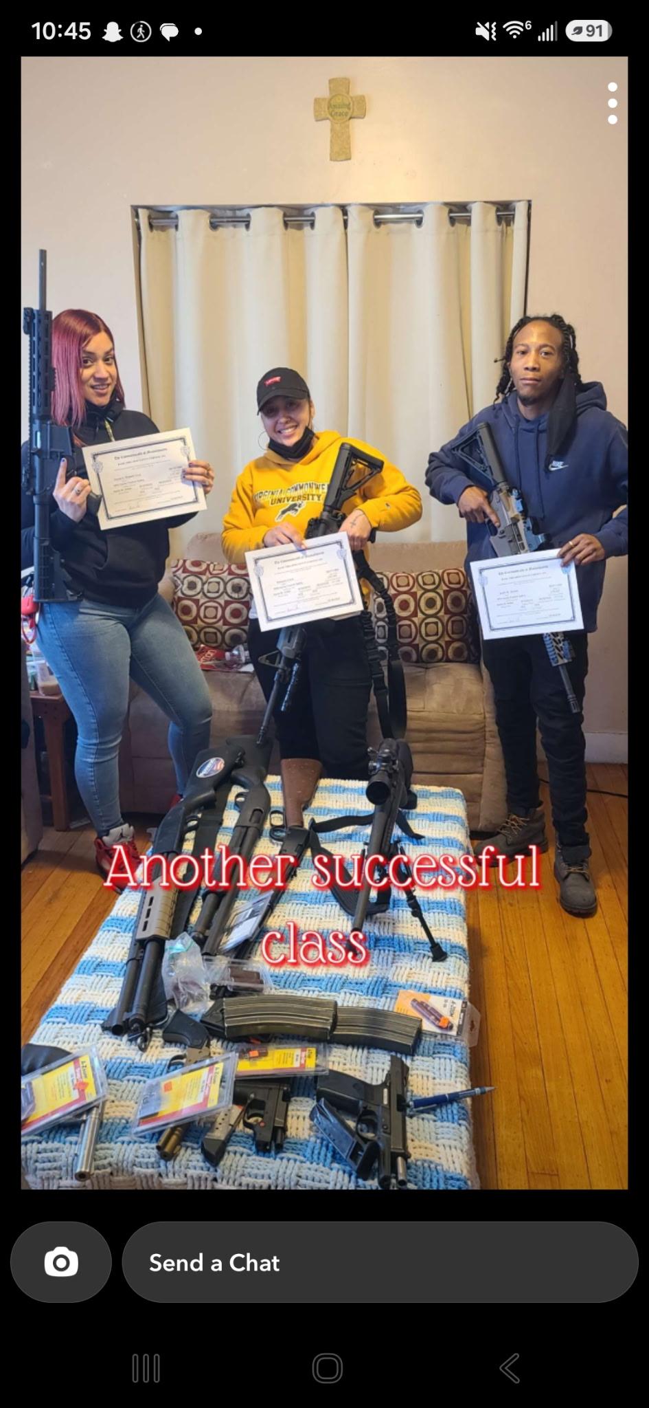 Student ready at the range line